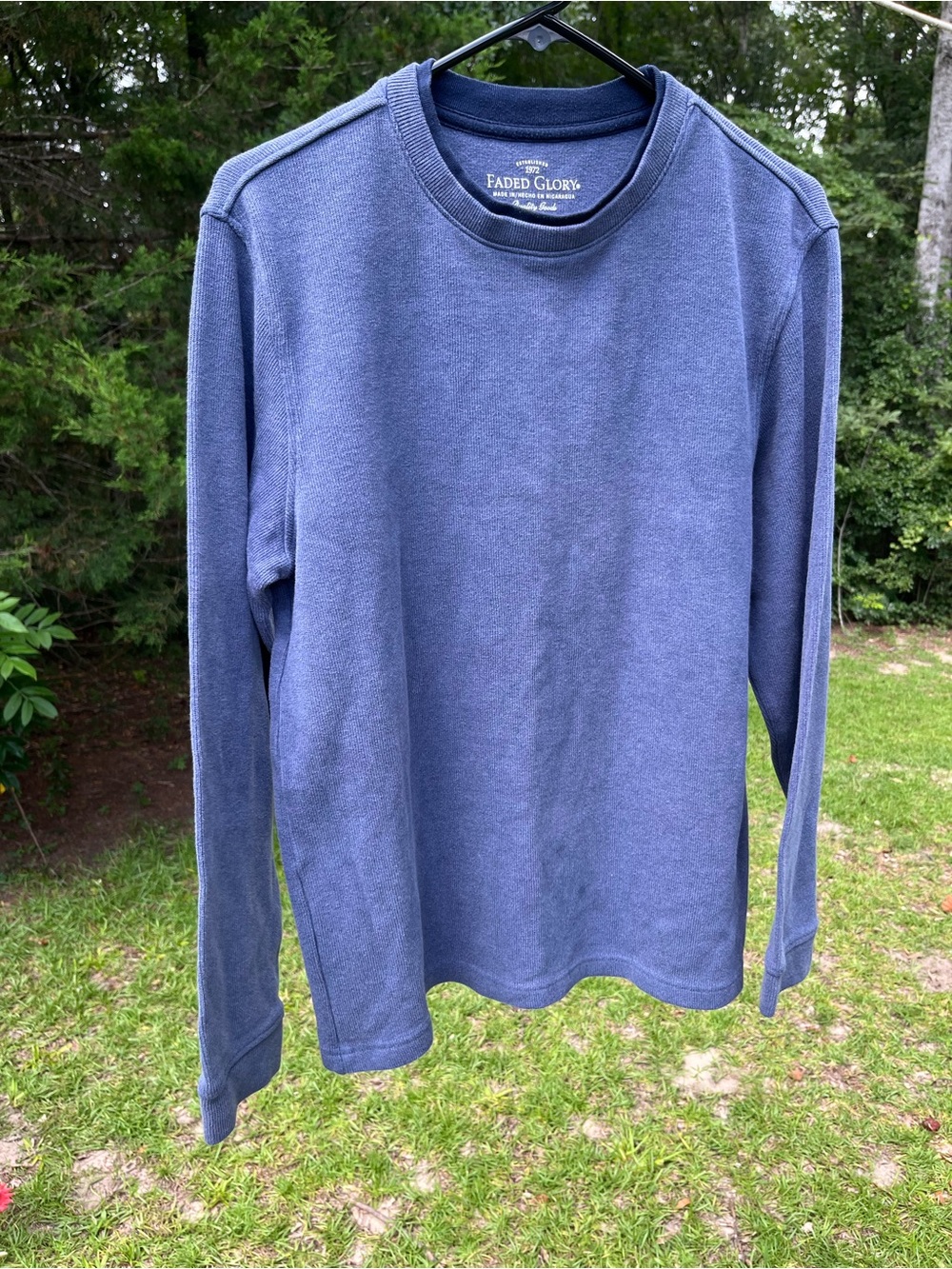 Faded Glory Men's Crewneck Long-Sleeve Shirt - Navy Blue